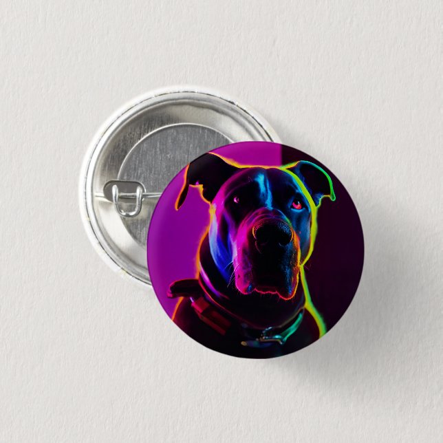 neon dog 1 inch round button (Front & Back)