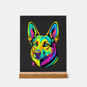 Neon Dog Colourful Vector Portrait Acrylic Sign