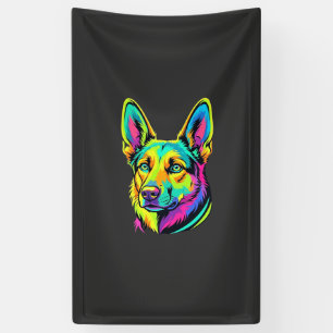 Neon Dog Colourful Vector Portrait Banner