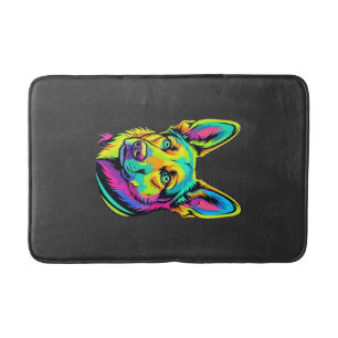 Neon Dog Colourful Vector Portrait Bath Mat