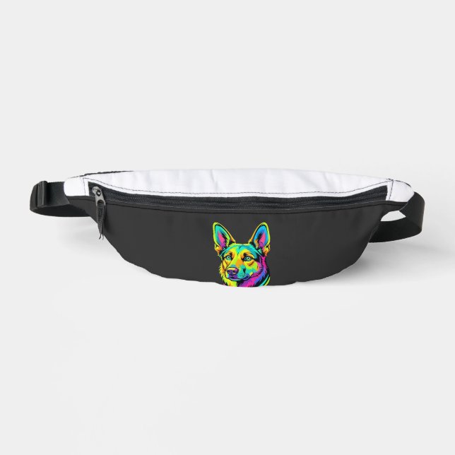 Neon Dog Colourful Vector Portrait Fanny Pack (Front)