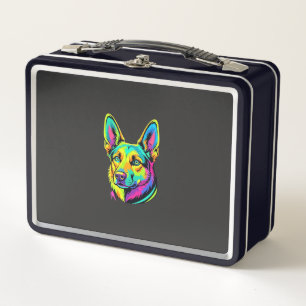 Neon Dog Colourful Vector Portrait Metal Lunch Box