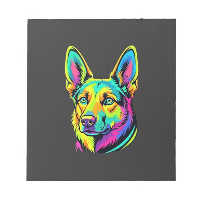 Neon Dog Colourful Vector Portrait Notepad (Front)