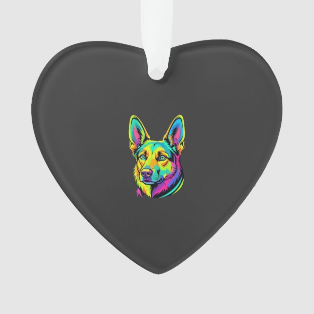 Neon Dog Colourful Vector Portrait Ornament (Front)