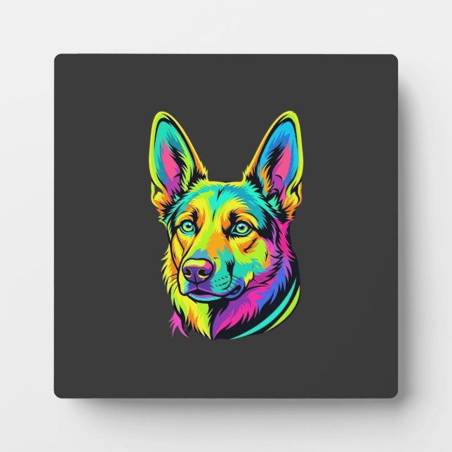 Neon Dog Colourful Vector Portrait Plaque (Front)
