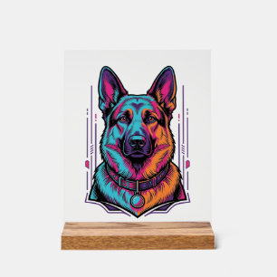 Neon Dog Portrait Vintage Engraving Graphic_1 Acrylic Sign