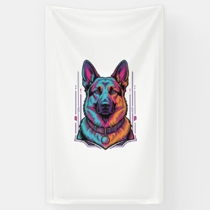 Neon Dog Portrait Vintage Engraving Graphic_1 Banner
