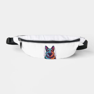 Neon Dog Portrait Vintage Engraving Graphic_1 Fanny Pack
