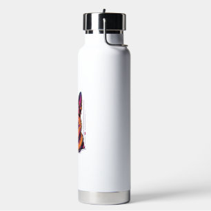 Neon Dog Portrait Vintage Engraving Graphic_1 Water Bottle