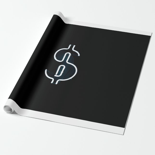 Neon dollar sign wrapping paper (Unrolled)