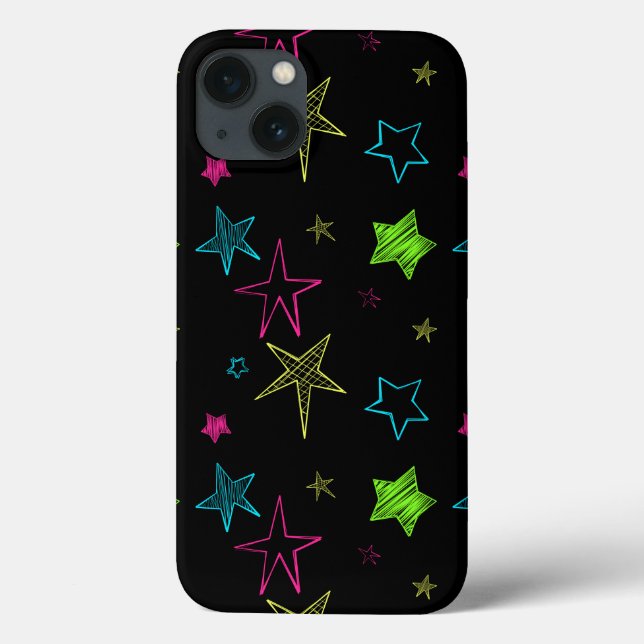 Neon Doodle Stars iPad Case (Back)