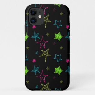 Neon Doodle Stars iPhone 5/5S Coque