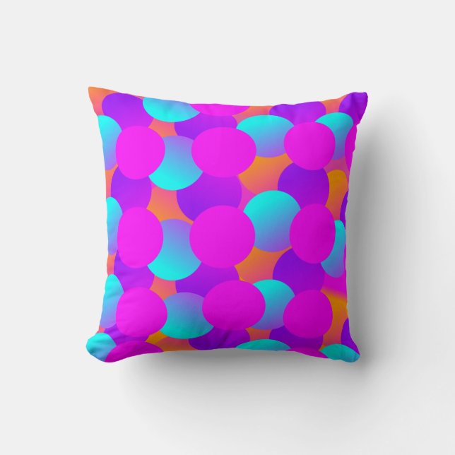 Neon Dots Kids Bubbles Ombre Pattern Throw Pillow (Front)