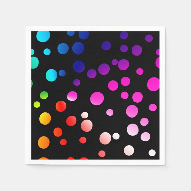 Neon Dots on Black  Napkin (Front)