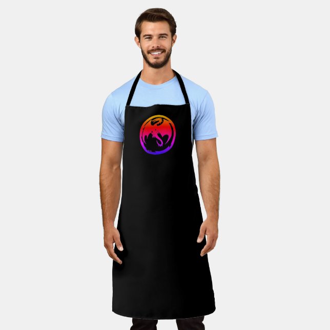 Neon Dragon black chef apron (Worn)
