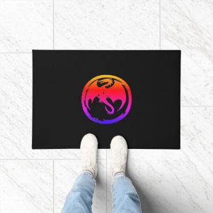 Neon Dragon black large doormat