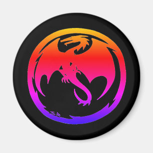 Neon Dragon black magnet