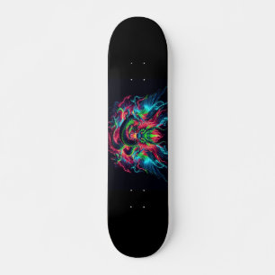neon dragon design skateboard