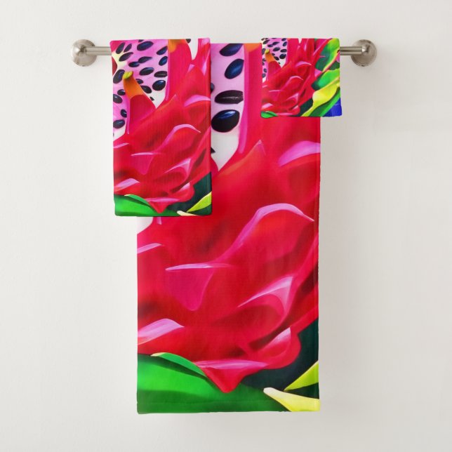 Neon Dragon Fruit Splendour Bath Towel Set (Insitu)
