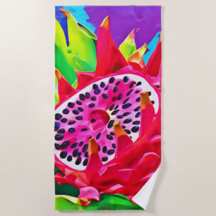 Neon Dragon Fruit Splendour Beach Towel
