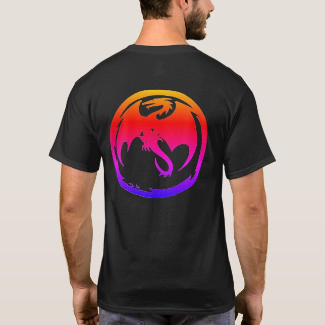 Neon Dragon men black T-shirt back (Dos)