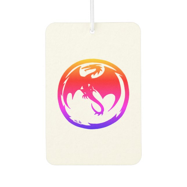 Neon Dragon white car air freshener (Front)