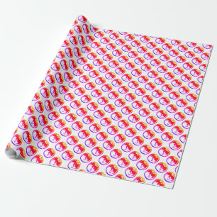 Neon Dragon white matte wrapping paper small