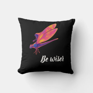 Neon Dragonfly – Aesthetic Nature Transforma Throw Pillow