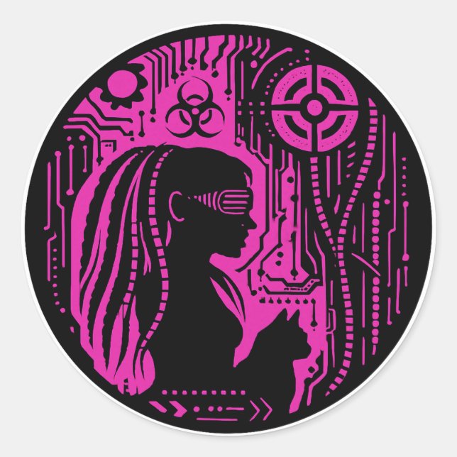 Neon Dread Protocol Classic Round Sticker (Front)