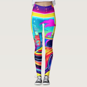 Neon Dream Car Escape Leggings