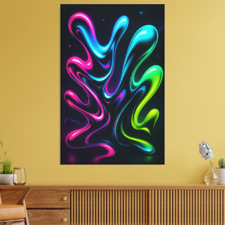 Neon Dreams II Abstract Canvas | Chrome Wall Art