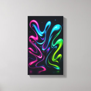 Neon Dreams II Abstract Wall Art   Chrome Glow