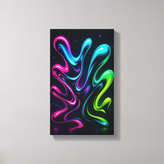 Neon Dreams II Abstract Wall Art | Chrome Glow (Front)