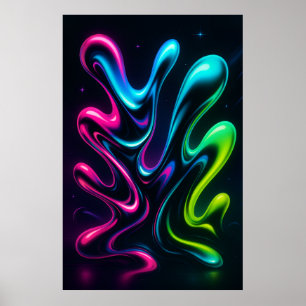 Neon Dreams II Toile abstraite Art mural chromé
