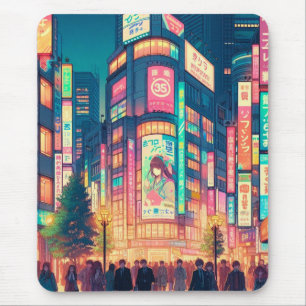 Neon Dreams of Shibuya Mouse Pad
