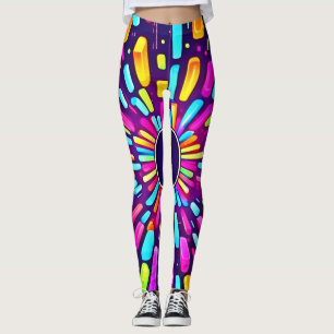 Neon Dreamscape: A Psychedelic Journey Leggings