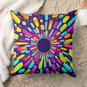 Neon Dreamscape: A Psychedelic Journey Throw Pillow
