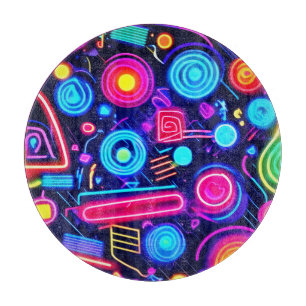 Neon Dreamscape: A Vibrant Abstract Art Cutting Board