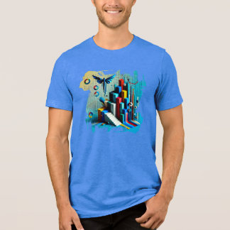 Neon Dreamscape - Digital Art T-Shirt Tri-Blend Shirt