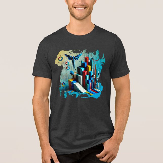 Neon Dreamscape - Digital Art T-Shirt Tri-Blend Shirt (Front)