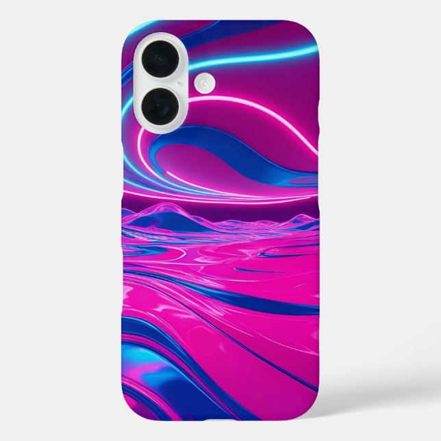 Neon Dreamwave Electric Pink & Blue Abstract Case-Mate iPhone Case (Back)