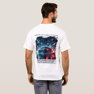 Neon Drift City Skyline Art T-Shirt