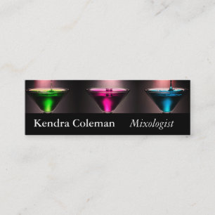 Neon Drinks Mixologist Bartender  Mini Business Card