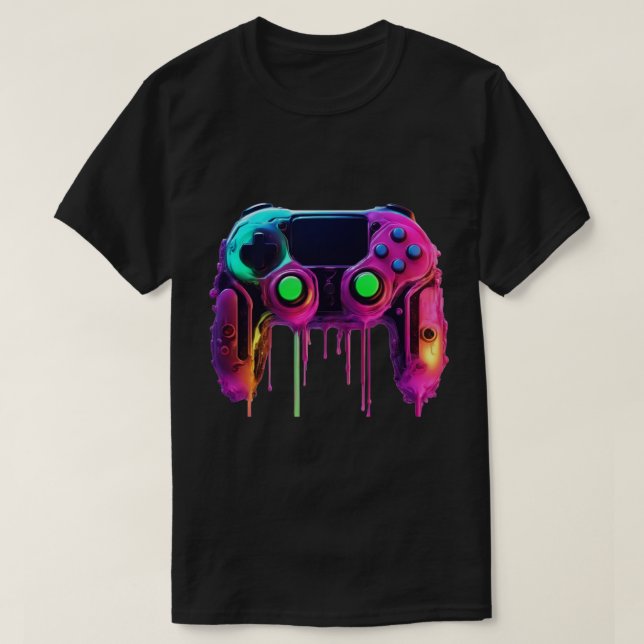 Neon Drip Game Controller T-Shirt (Design Front)