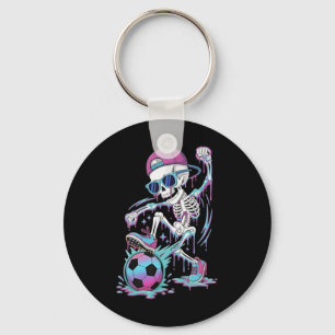 Neon Drip Skeleton Soccer Player Graffiti Street S Keychain