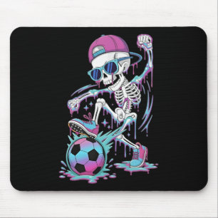 Neon Drip Skeleton Soccer Player Graffiti Street S Mouse Pad