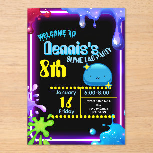 Neon Drip Slime Birthday Party Invitation Kids