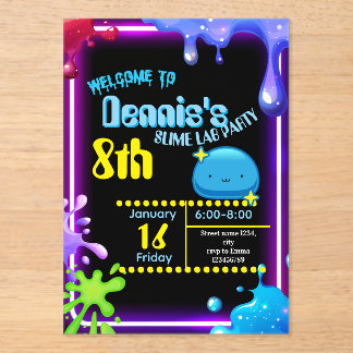 Neon Drip Slime Birthday Party Invitation Kids