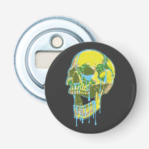 Neon Dripping Skull Illustration – Bold Grunge Art Bottle Opener