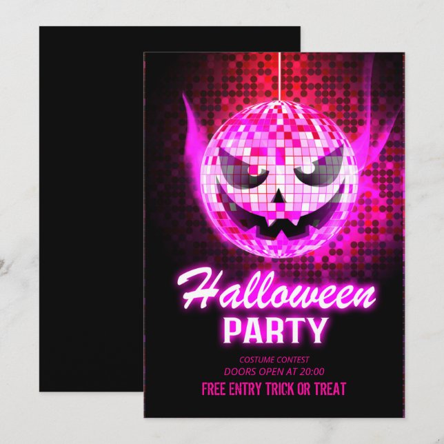 Neon Effect Adult Halloween party Invitation (Front/Back)